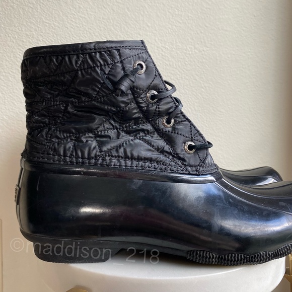 Sperry Saltwater Nylon Quilted Duck Boot Black size 9 women’s Side Zip size 9 - Picture 10 of 11